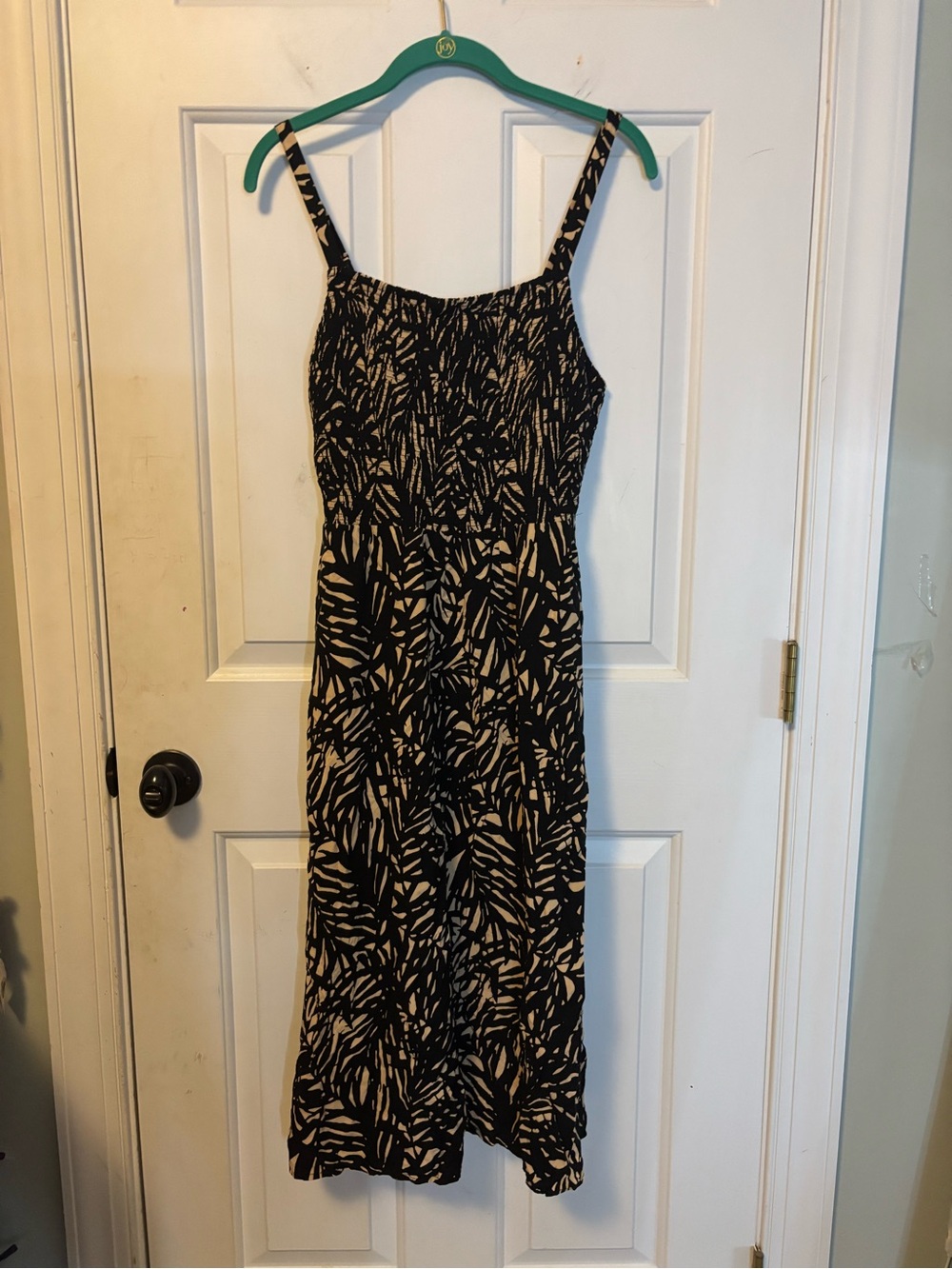 Old Navy Black and Tan Palm Leaf Print Dress Size Small S